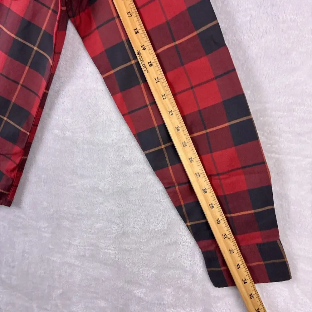 J.Crew Shirt Mens L Red Black Plaid Broken In Oxford Preppy Lumberjack Slim Fit